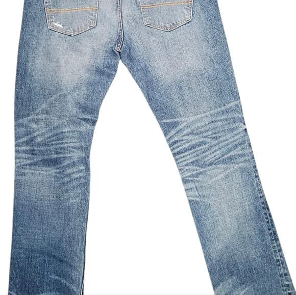 Abercrombie and Fitch slim straight Jeans Mens size 36/32 darkwash distressed - Picture 2 of 6